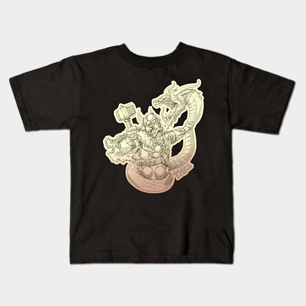 Thor and Jörmungandr Kids T-Shirt by SirDenis